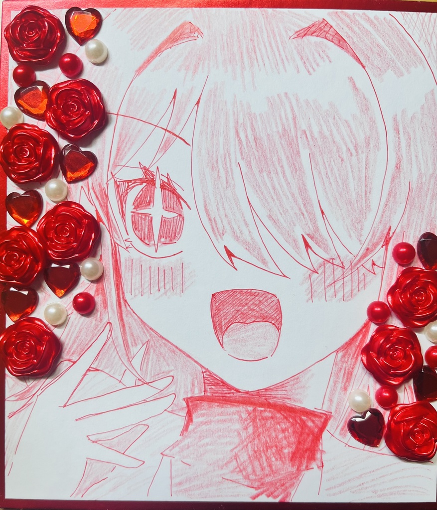 ミニ色紙　約163mm×121mm オリジナル創作ひがんちゃん　おんなのこ　おまけ付き