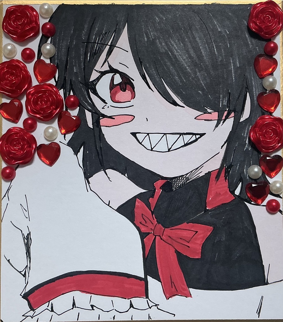 ミニ色紙　約163mm×121mm オリジナル創作ひがんちゃん　おんなのこ　おまけ付き