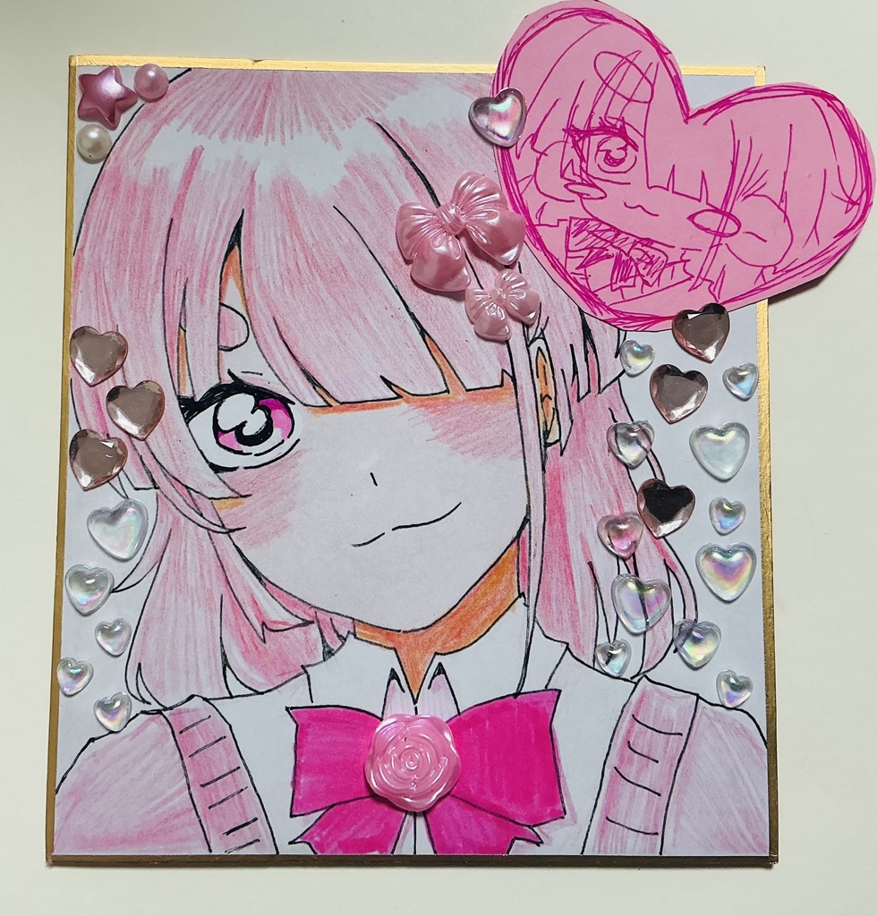 ミニ色紙　約163mm×121mm オリジナル創作　おんなのこ