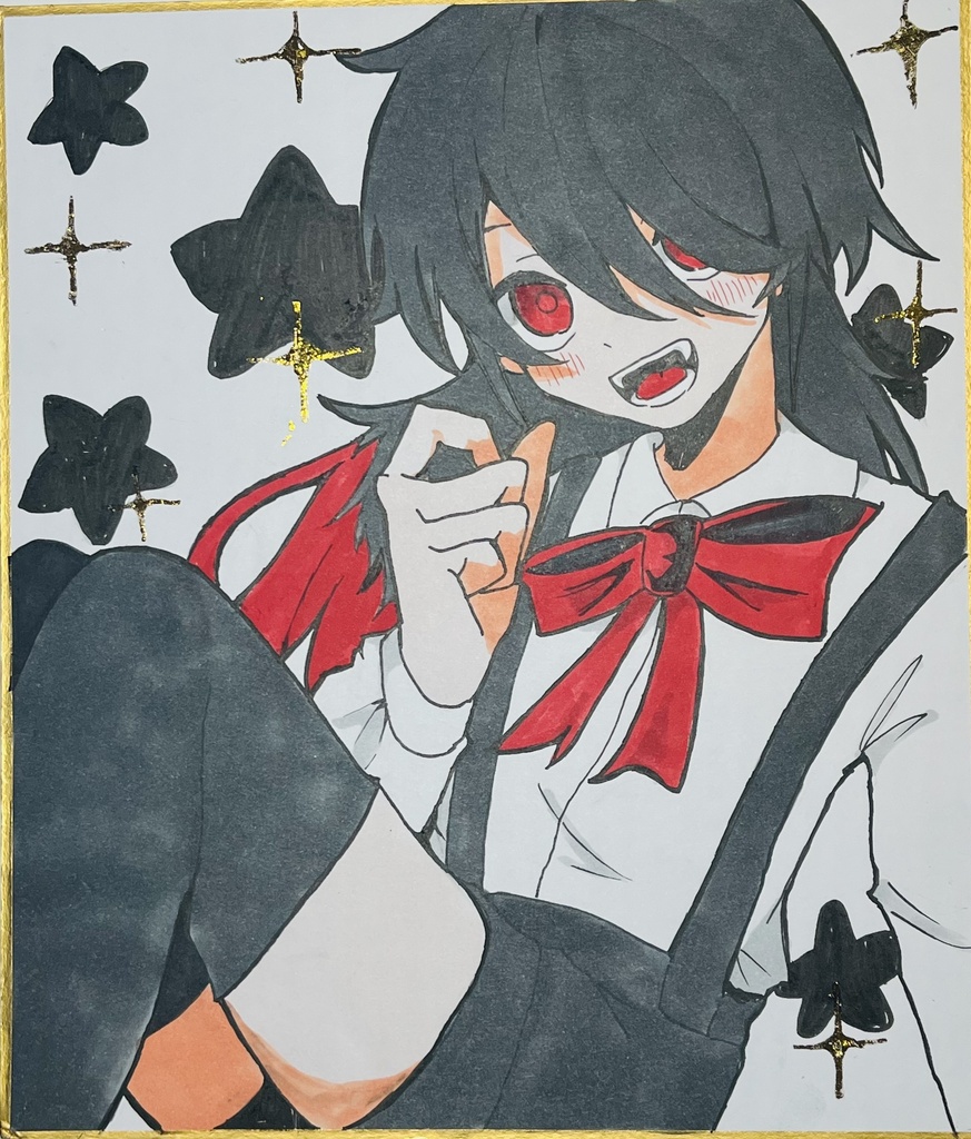 ひがんちゃん　箔押し　色紙18cm×21cm