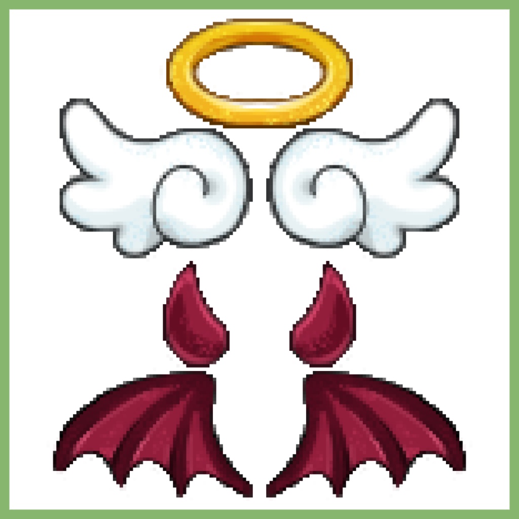 天使と悪魔のドットアクセセット【PNG素材／商用可】