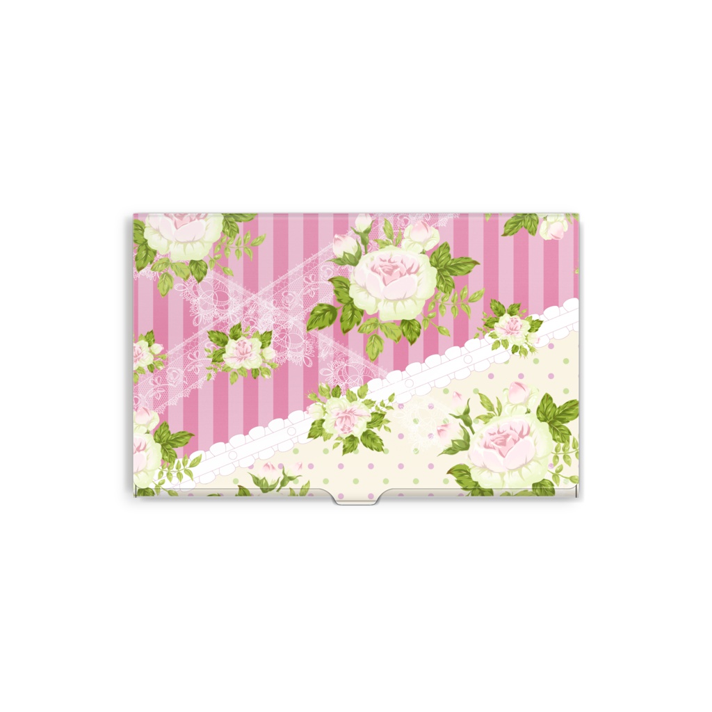 ローズとフリルの名刺入れ（アルミ）