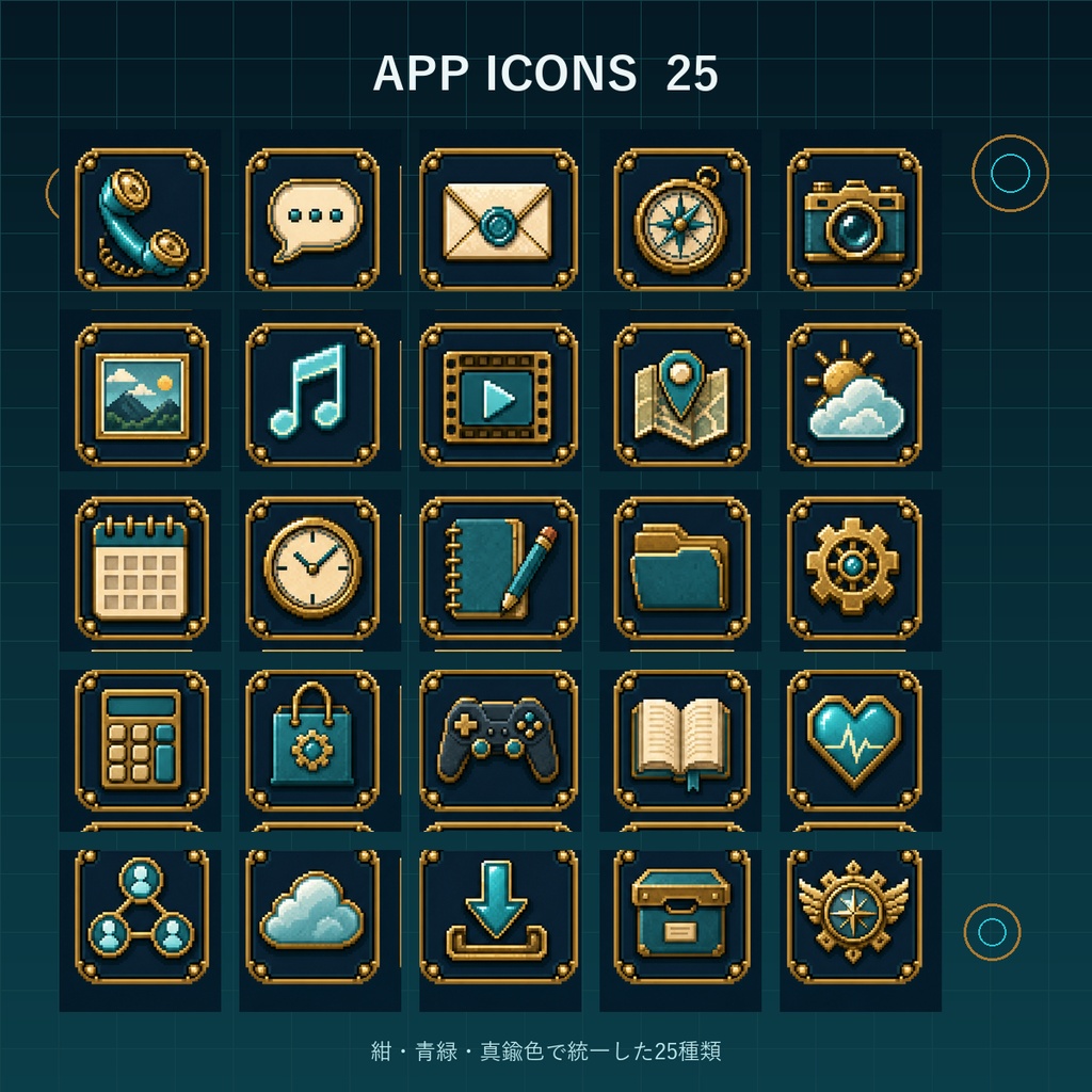 【スマホ着せ替え】時計仕掛けの旅人|壁紙6種+アプリアイコン25種