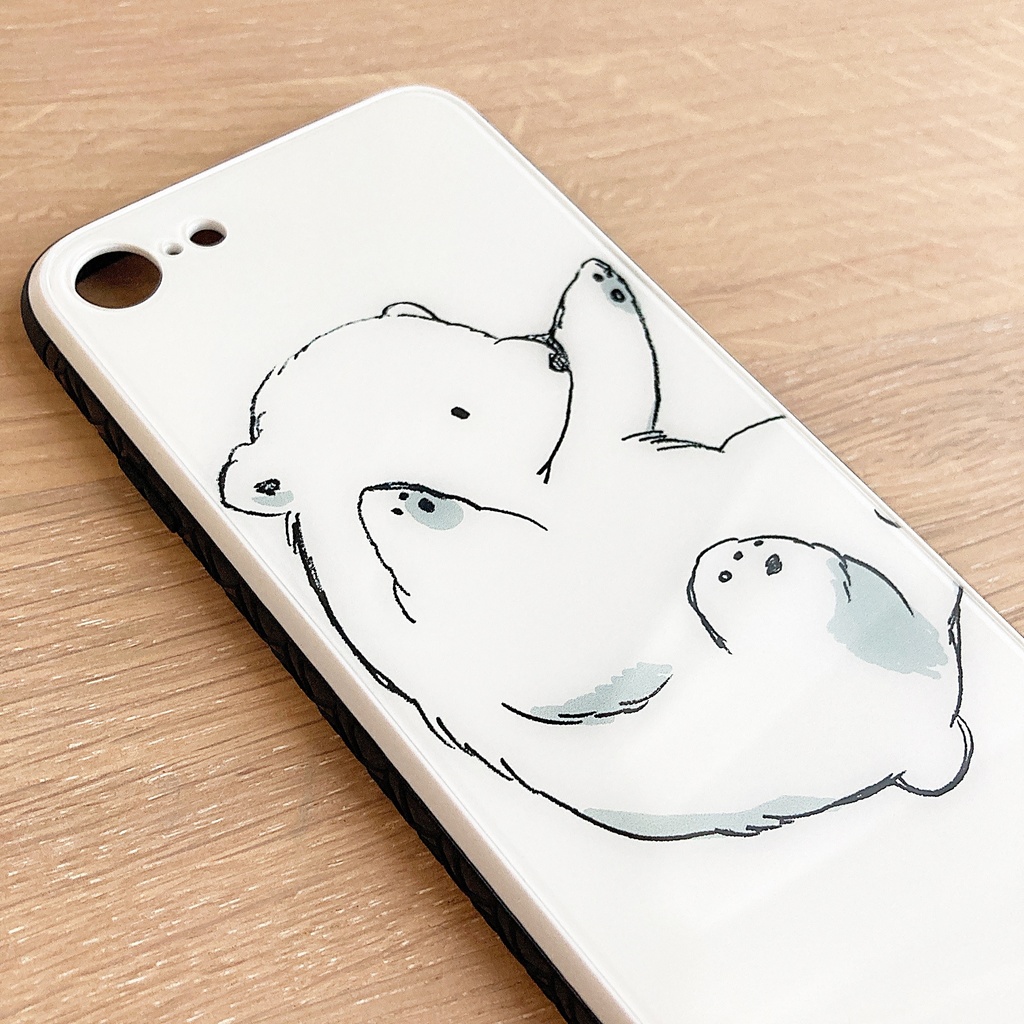 シロクマのガラススマホケース