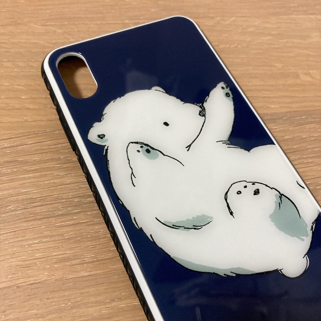 シロクマのガラススマホケース