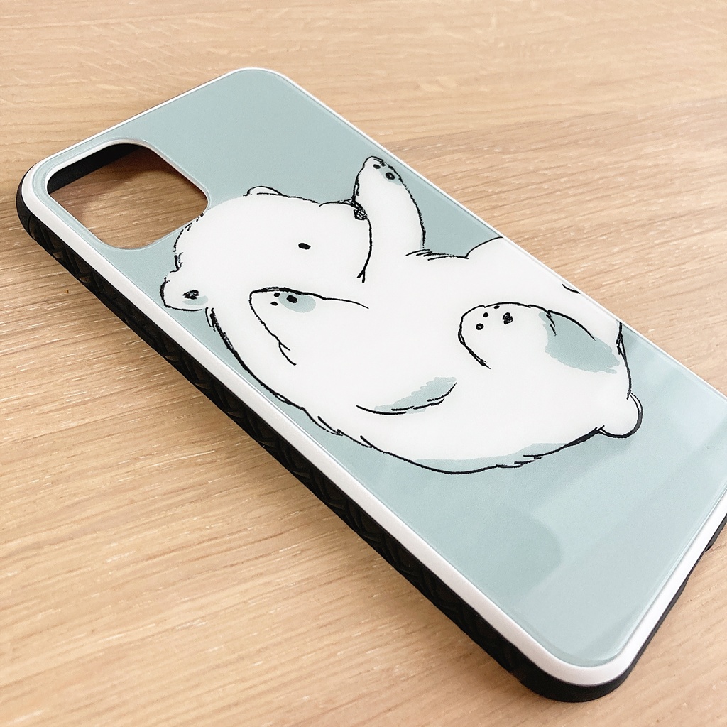 シロクマのガラススマホケース