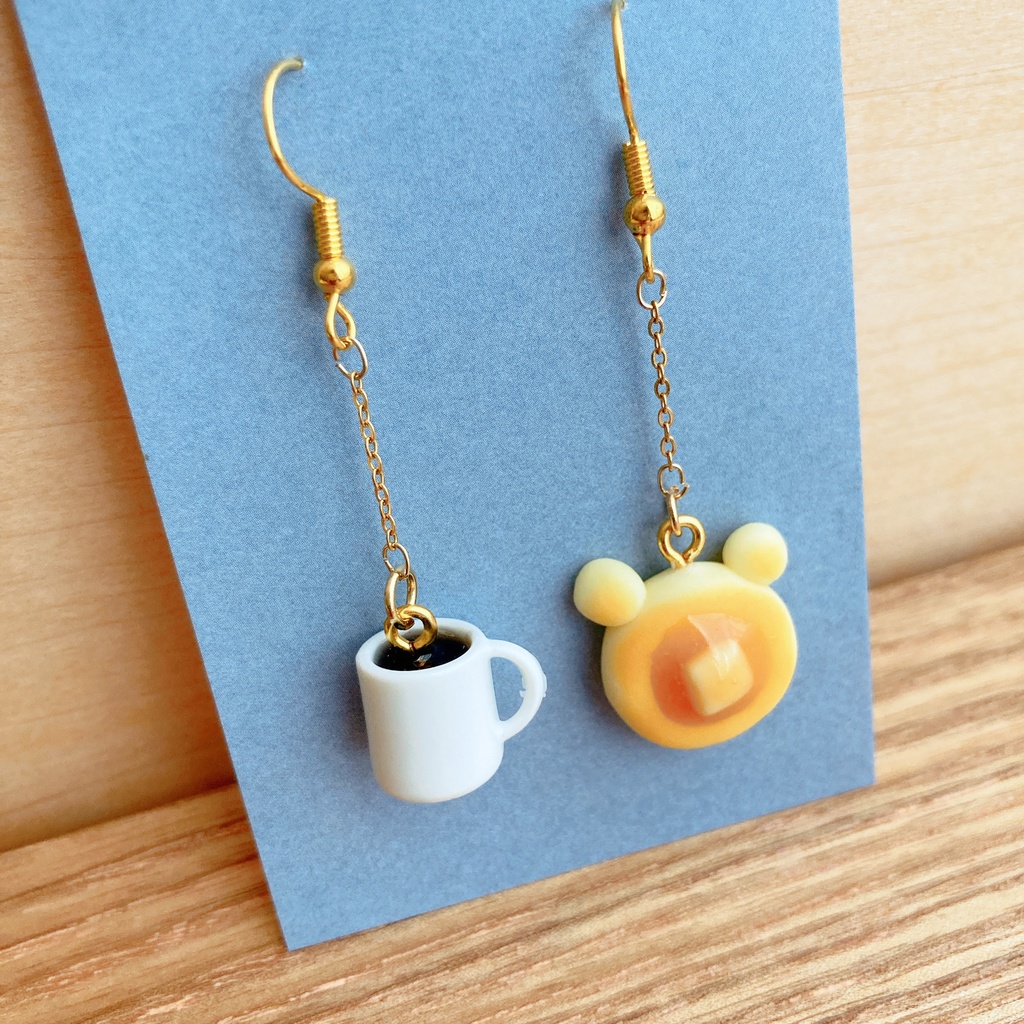 くまホットケーキとコーヒーのピアス・イヤリング