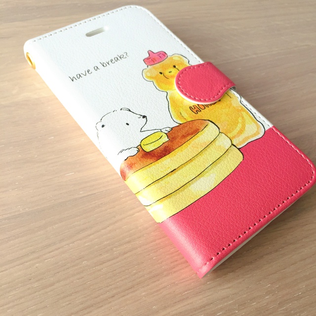 【送料無料】シロクマとホットケーキの手帳型スマホケース