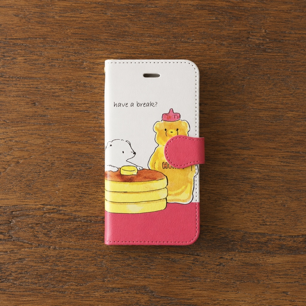 【送料無料】シロクマとホットケーキの手帳型スマホケース
