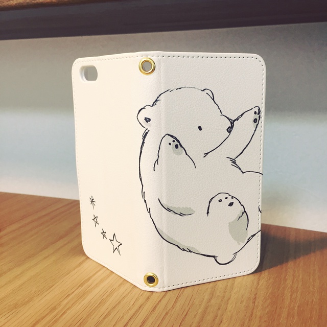 【送料無料】転がりシロクマの手帳型スマホケース