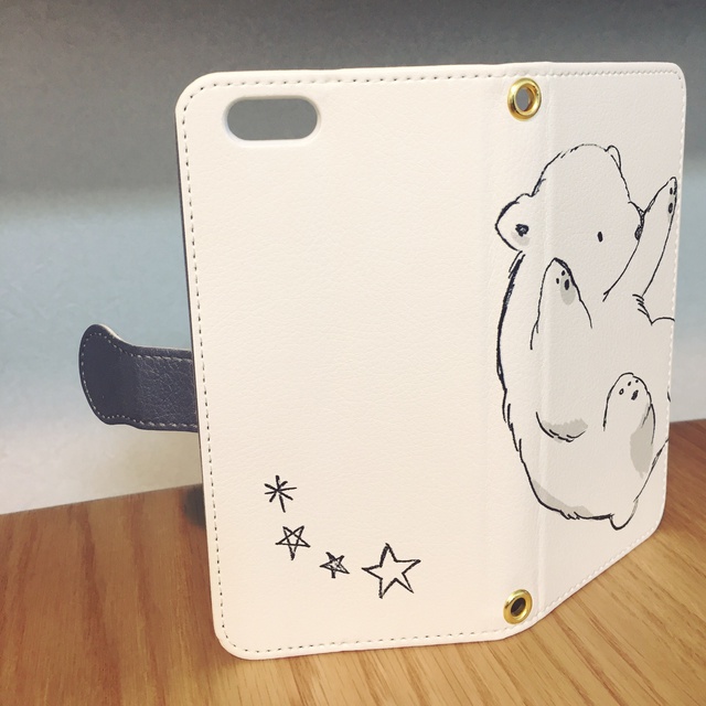 【送料無料】転がりシロクマの手帳型スマホケース