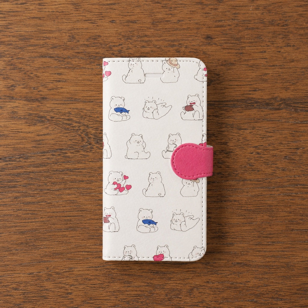 【送料無料】シロクマの手帳型スマホケース