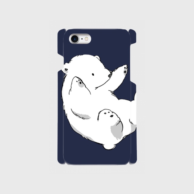 【送料無料】ネイビー・転がりシロクマのスマホケース