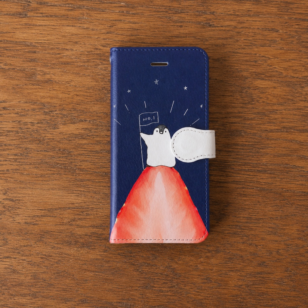 【送料無料】ペンギンのいちご登山 手帳型スマホケース