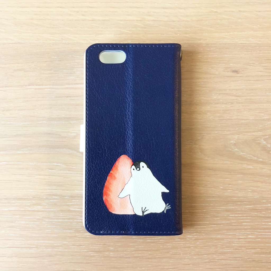 【送料無料】ペンギンのいちご登山 手帳型スマホケース