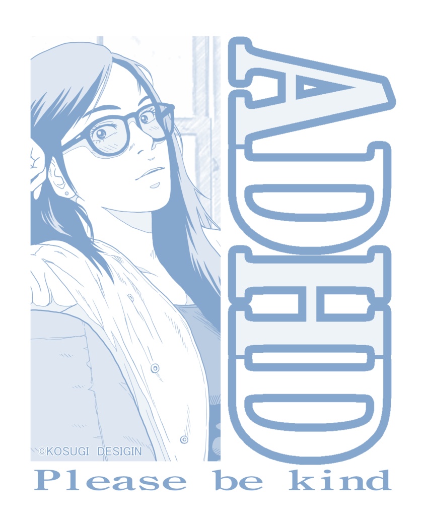 ADHD(メガネ少女)告知Tシャツ