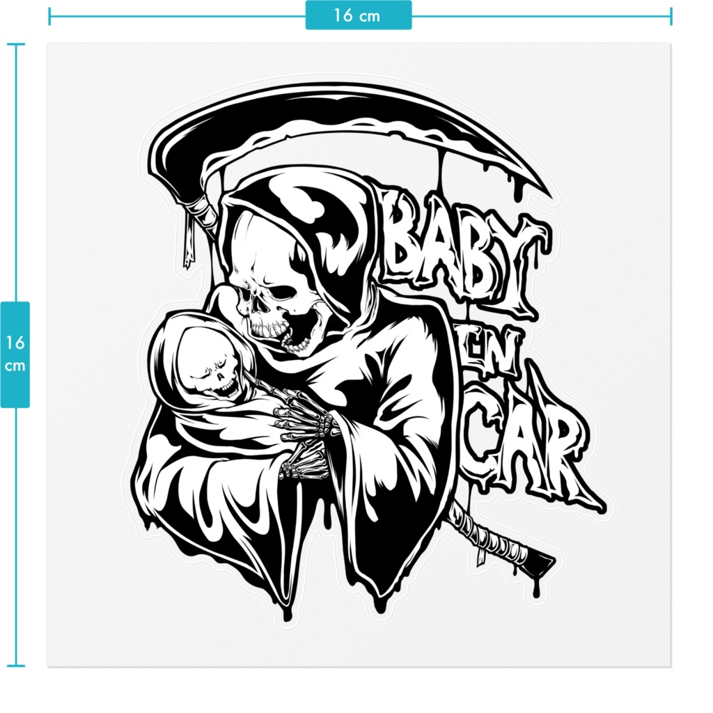 BABY IN CAR スカル 鎌 ステッカー