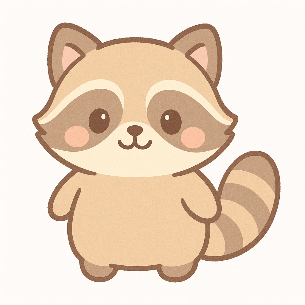 【通常版】かわいいアライグマのオリジナルキャラクター素材(商用利用可)