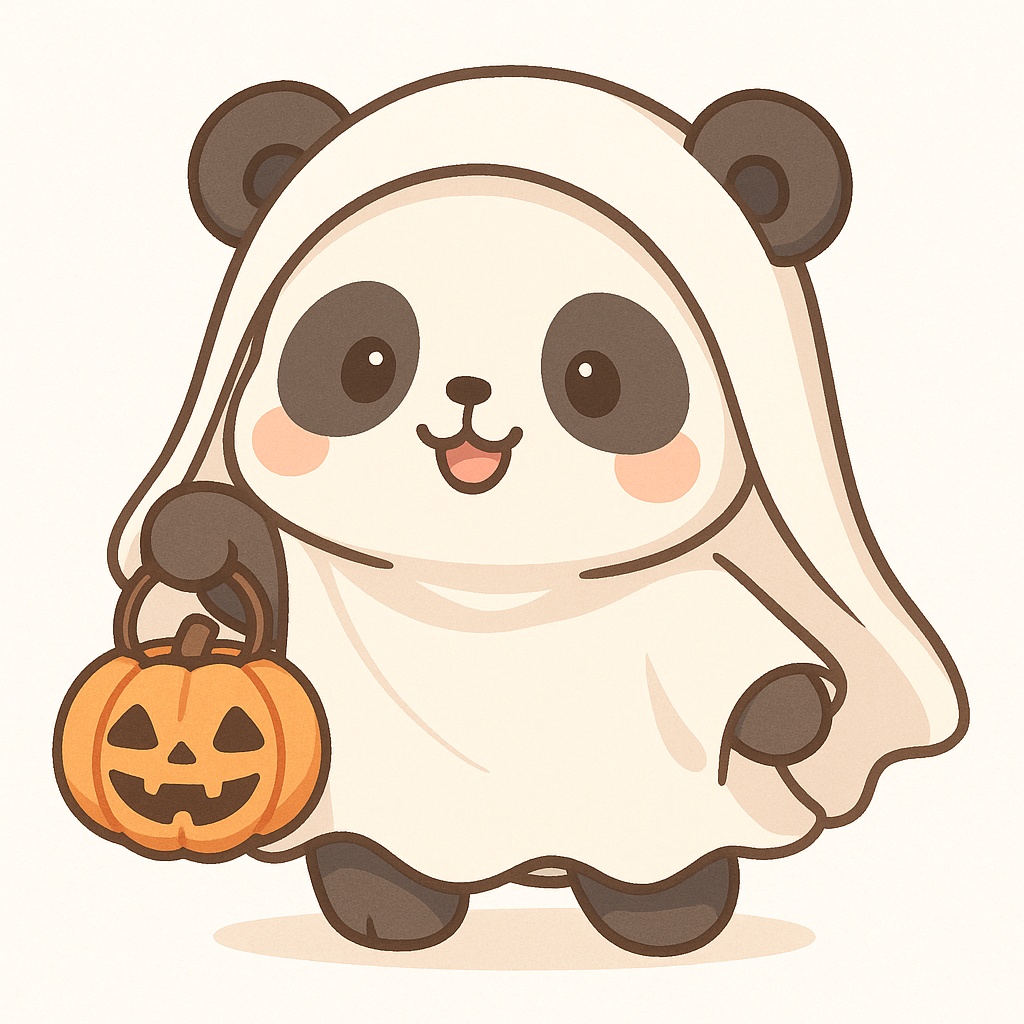【ハロウィン版】かわいいパンダのオリジナルキャラクター素材(商用利用可)