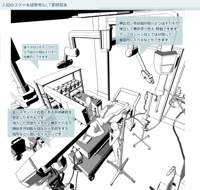 CLIP STUDIO向け 3D病院の手術室(オペ室/減菌室) fbx/cs3o
