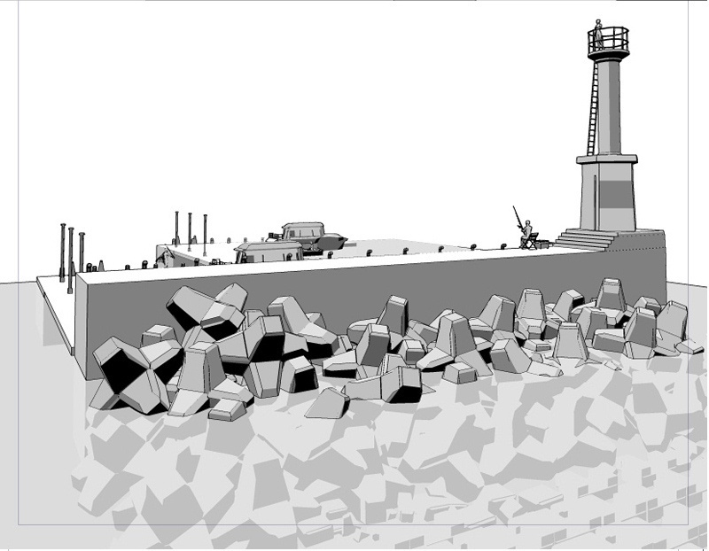 CLIP STUDIO向け 3D海辺の港埠頭メーカー cs3o/csmo