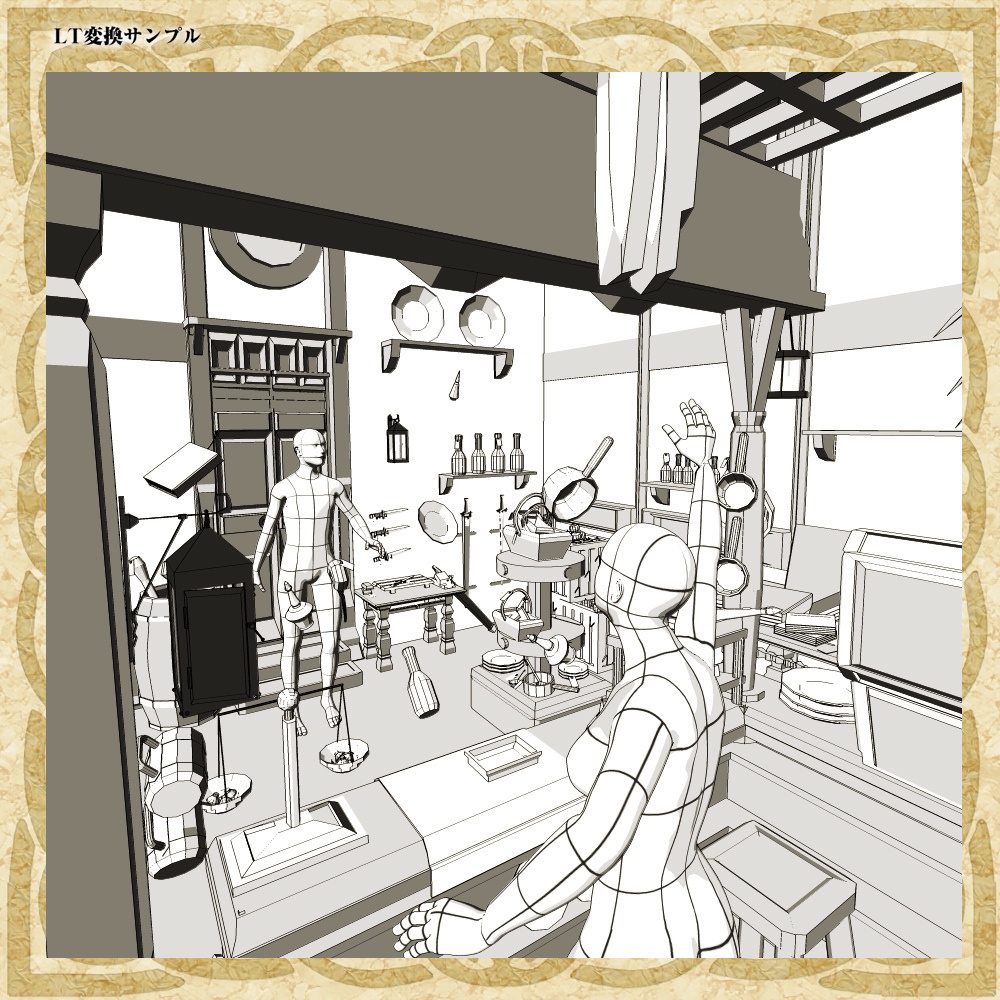 3D中世ファンタジーアイテム店 外観&内観 cs3o/fbx
