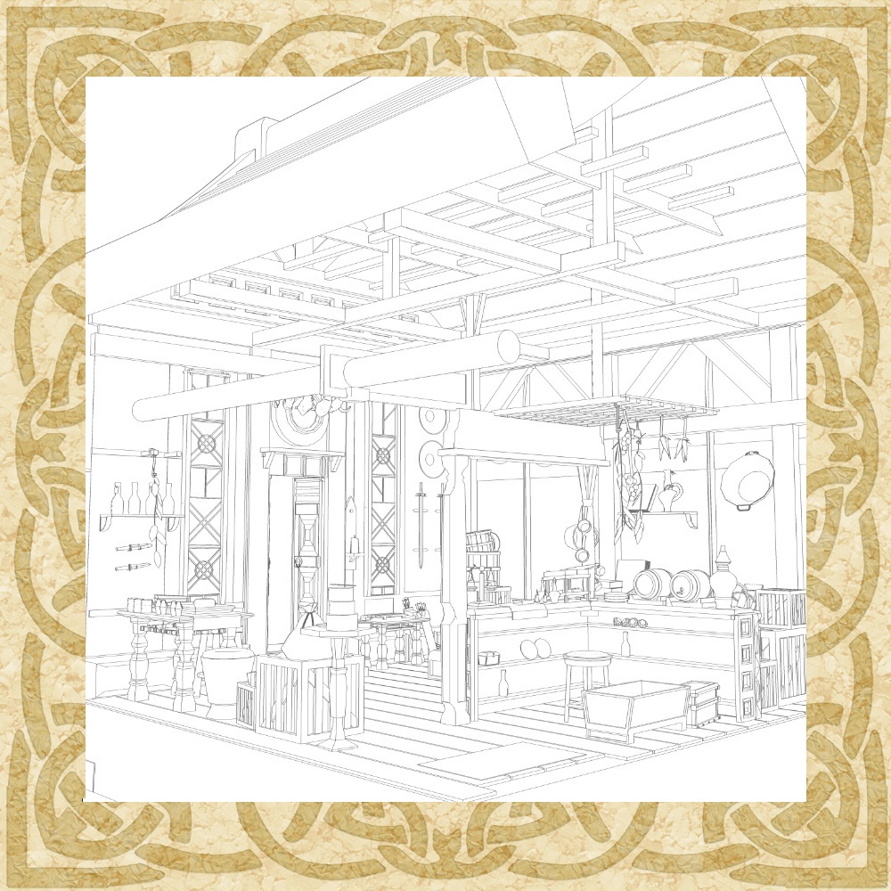 3D中世ファンタジーアイテム店 外観&内観 cs3o/fbx