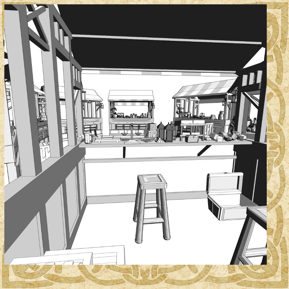 3D万能中世ファンタジー屋台市場 cs3o/fbx