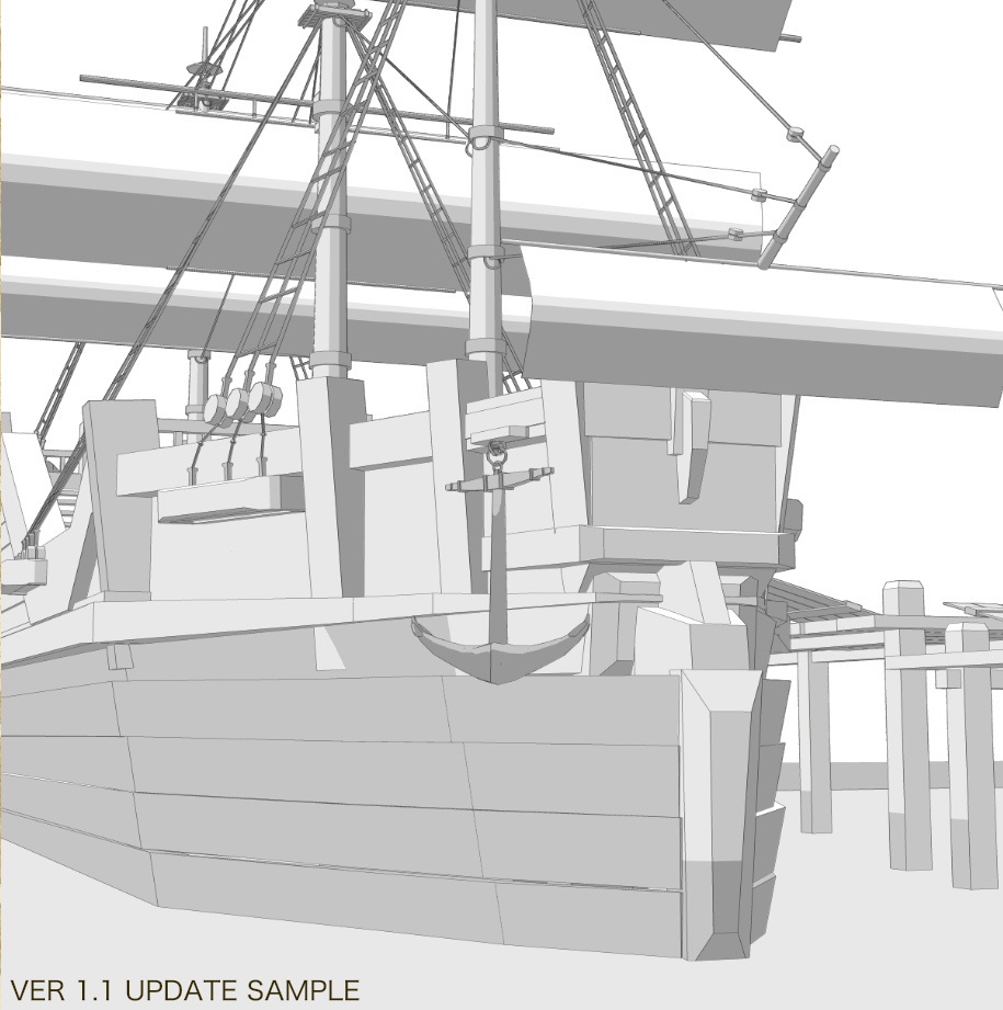 3D中世ファンタジー帆船(fbx/cs3o)
