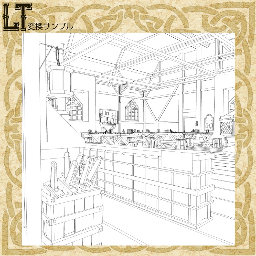 3D中世ファンタジーギルド酒場 (fbx/cs3o)