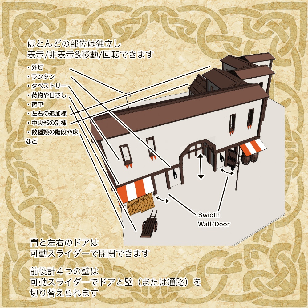 3D中世ファンタジー町の入り口(cs3o/fbx)