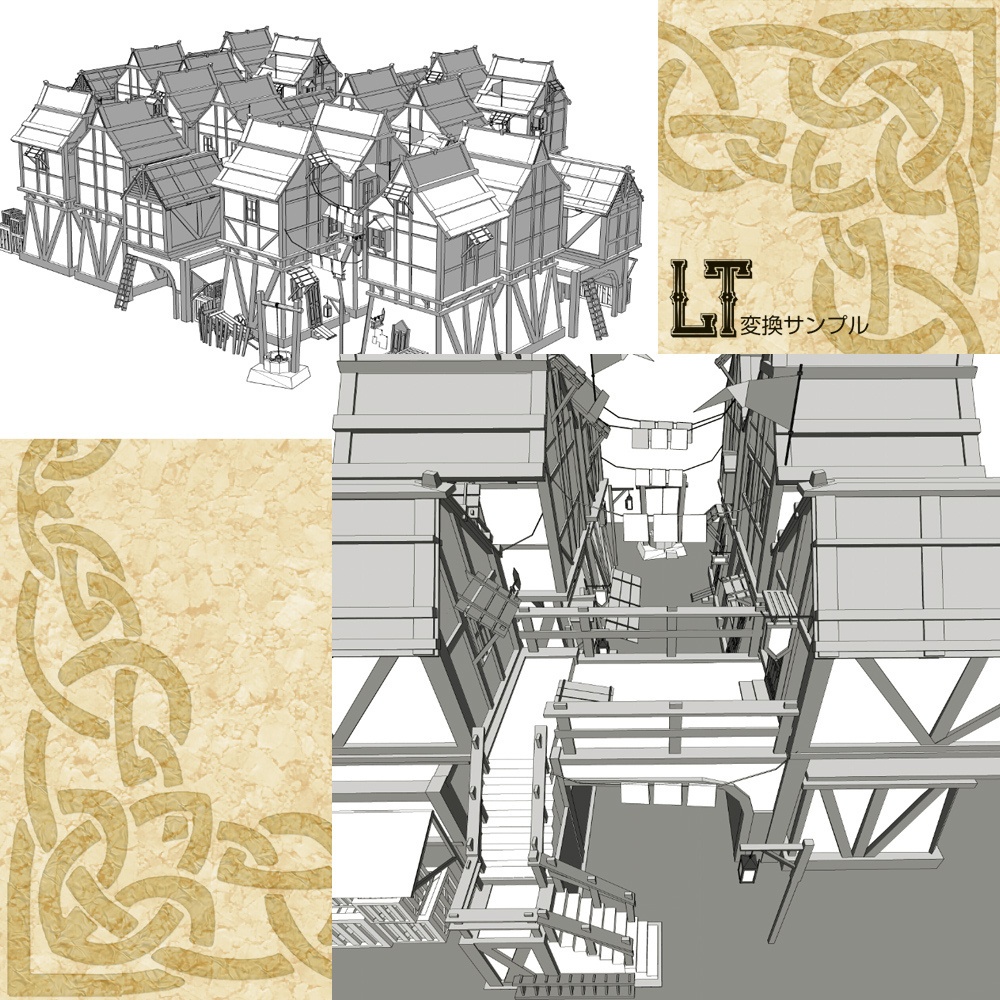 3D中世ファンタジー路地裏通り(cs3o/fbx)