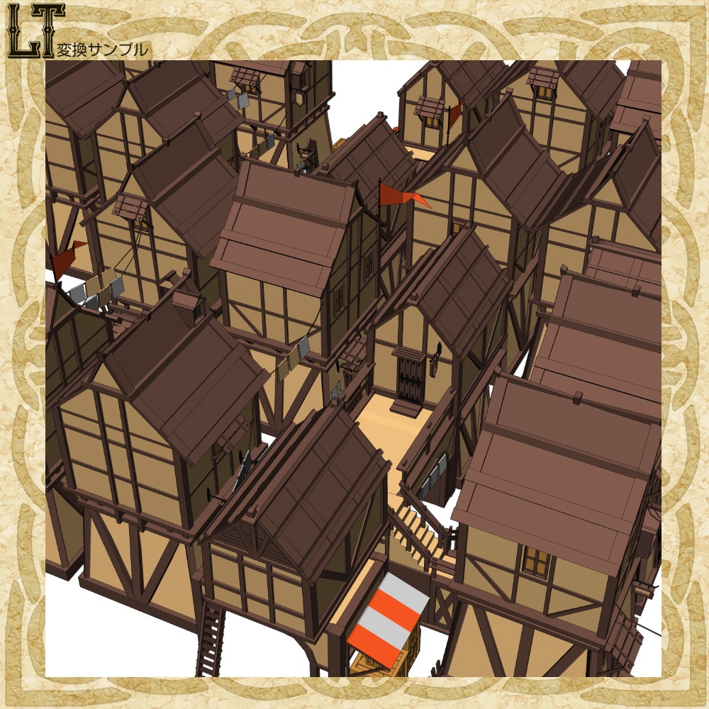 3D中世ファンタジー路地裏通り(cs3o/fbx)