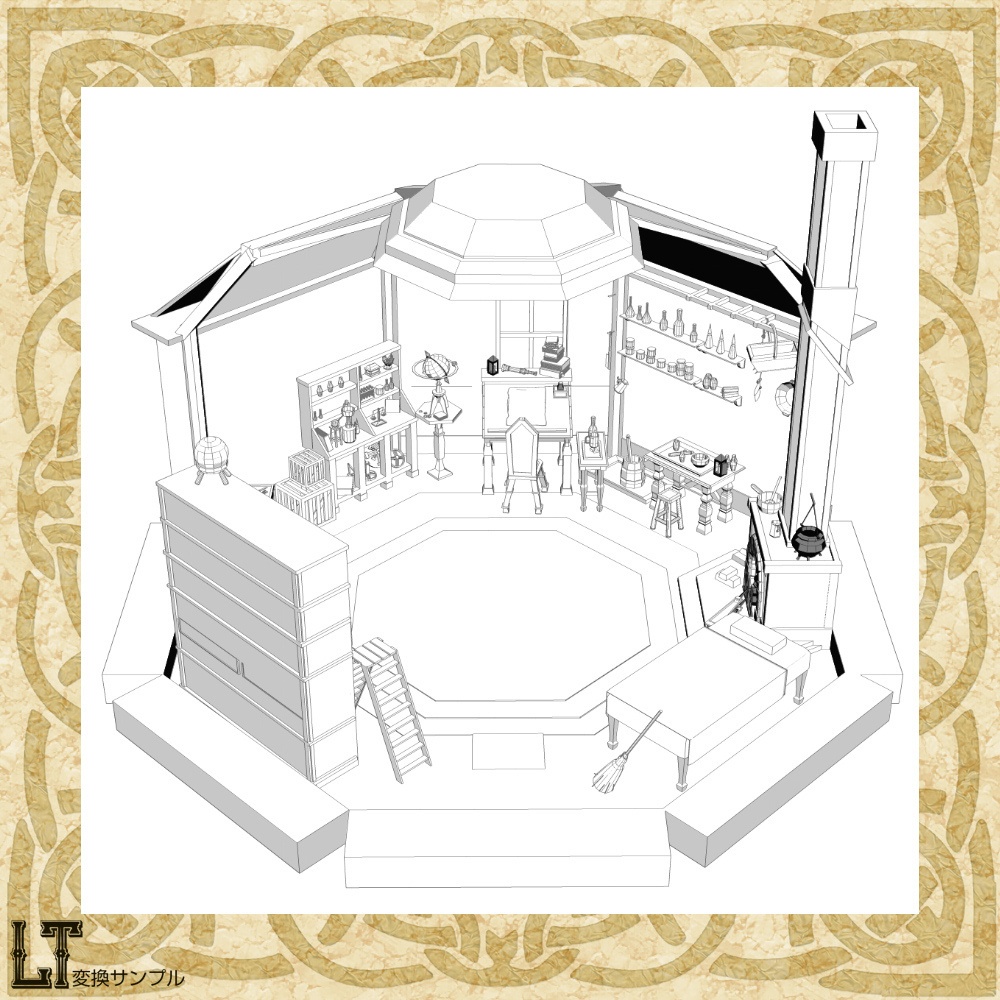 3D中世ファンタジー魔法使い/錬金術師の家(cs3o/fbx)