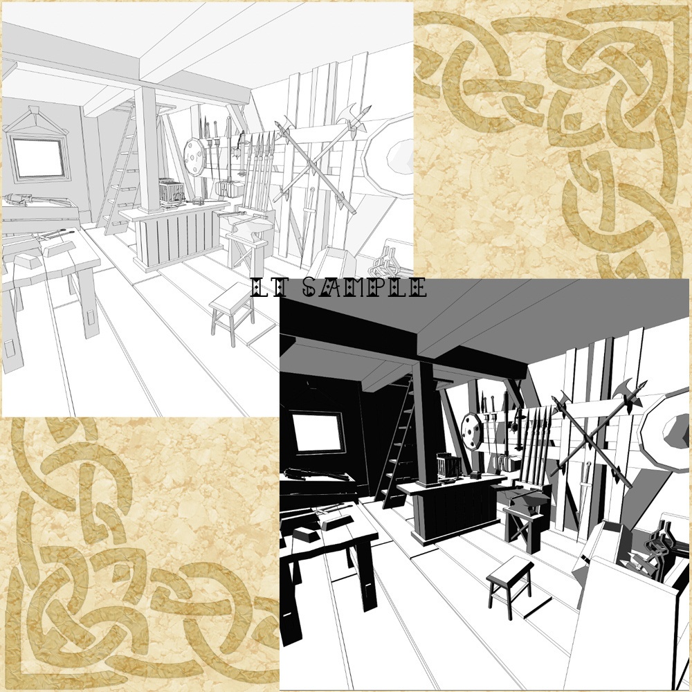 3D中世ファンタジー鍛冶屋/武器屋(fbx/cs3o)