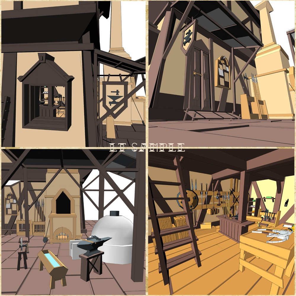 3D中世ファンタジー鍛冶屋/武器屋(fbx/cs3o)