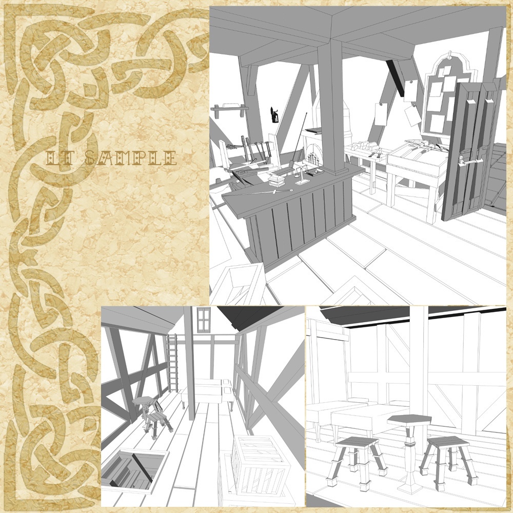 3D中世ファンタジー鍛冶屋/武器屋(fbx/cs3o)