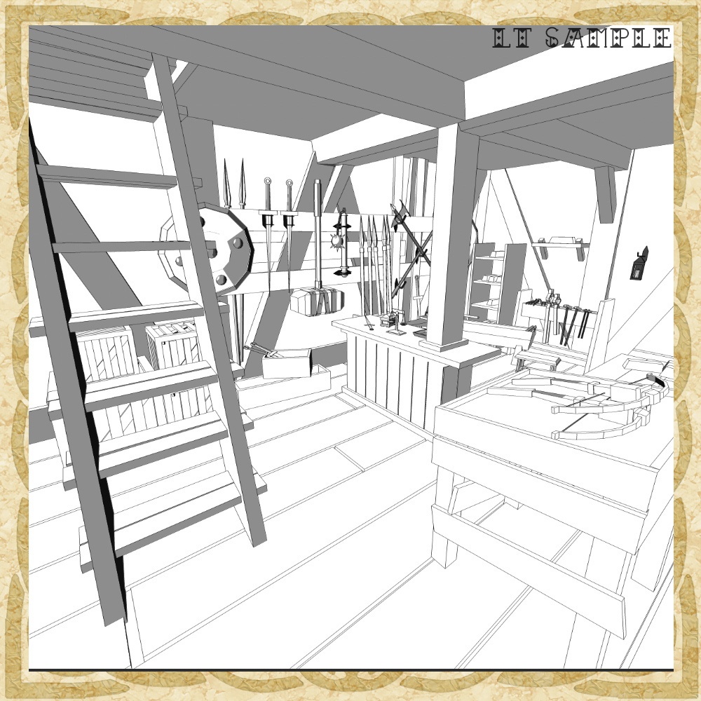 3D中世ファンタジー鍛冶屋/武器屋(fbx/cs3o)