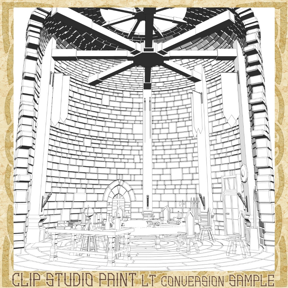 3D中世ファンタジー城砦の円卓の会議室(cs3o/fbx)