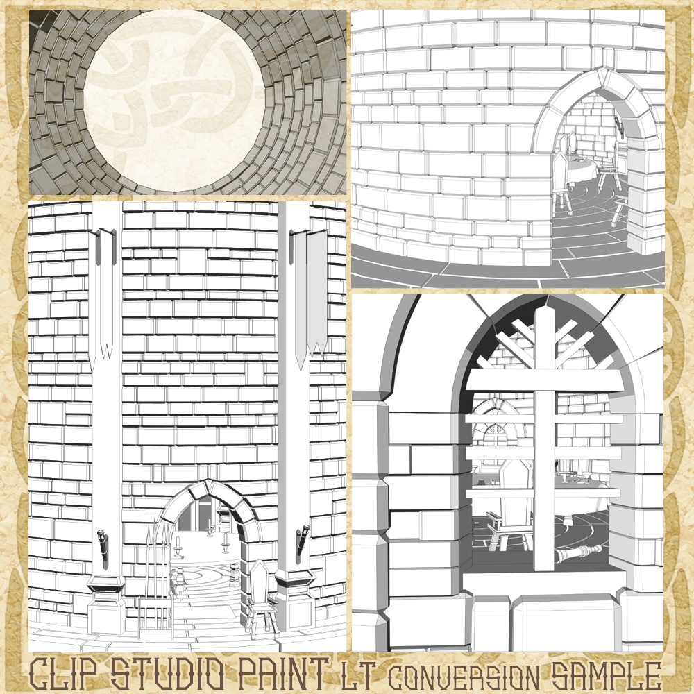 3D中世ファンタジー城砦の円卓の会議室(cs3o/fbx)