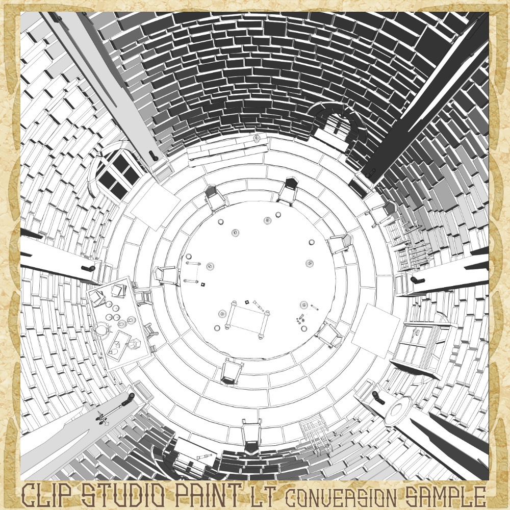 3D中世ファンタジー城砦の円卓の会議室(cs3o/fbx)