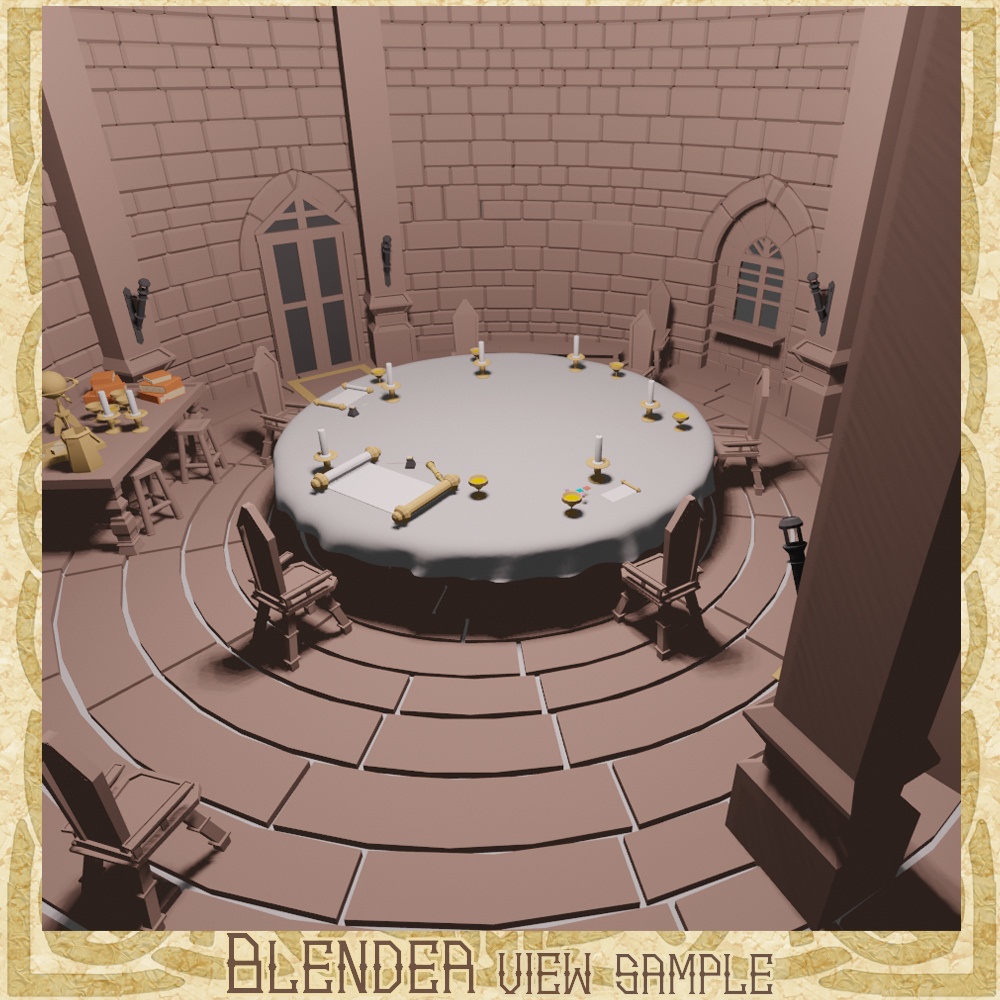 3D中世ファンタジー城砦の円卓の会議室(cs3o/fbx)