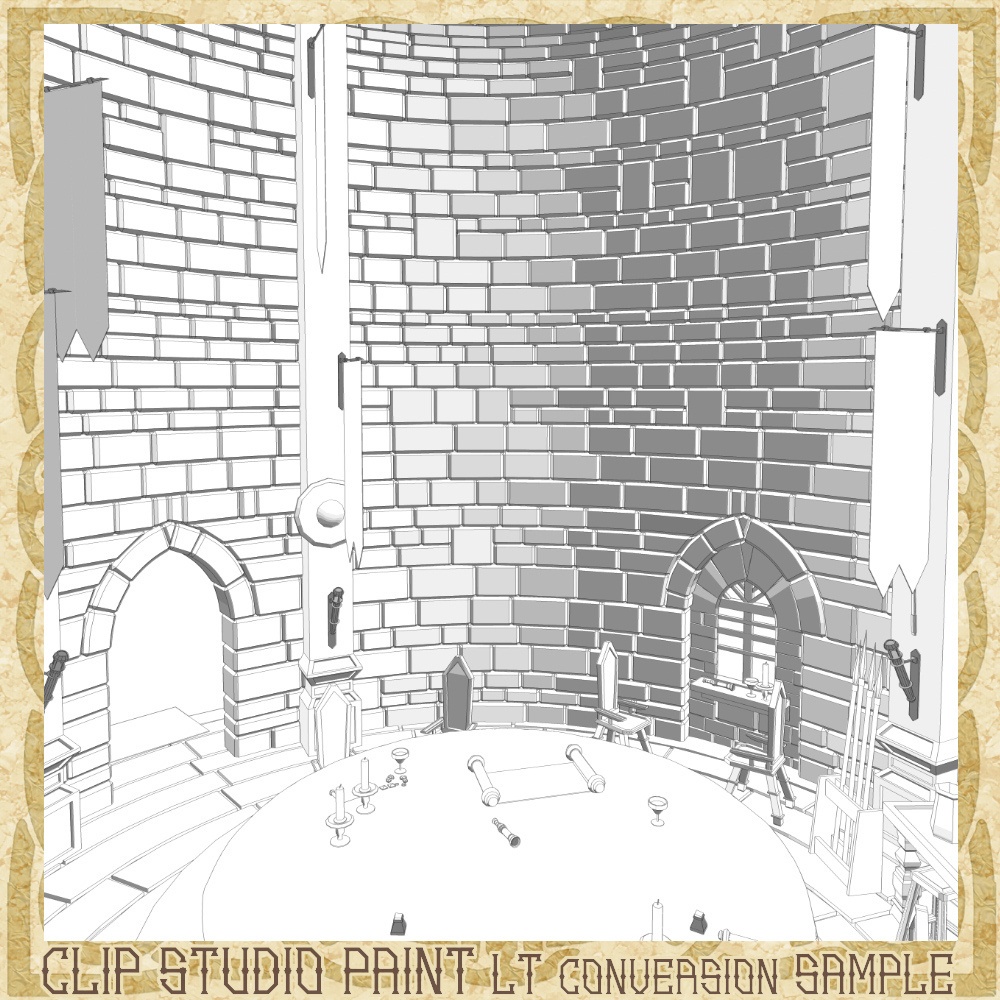 3D中世ファンタジー城砦の円卓の会議室(cs3o/fbx)