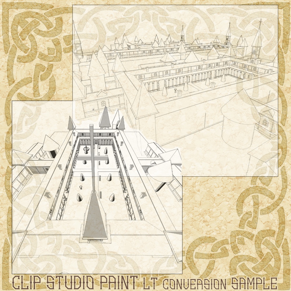 3D中世ファンタジー修道院の中庭 fbx/cs3o