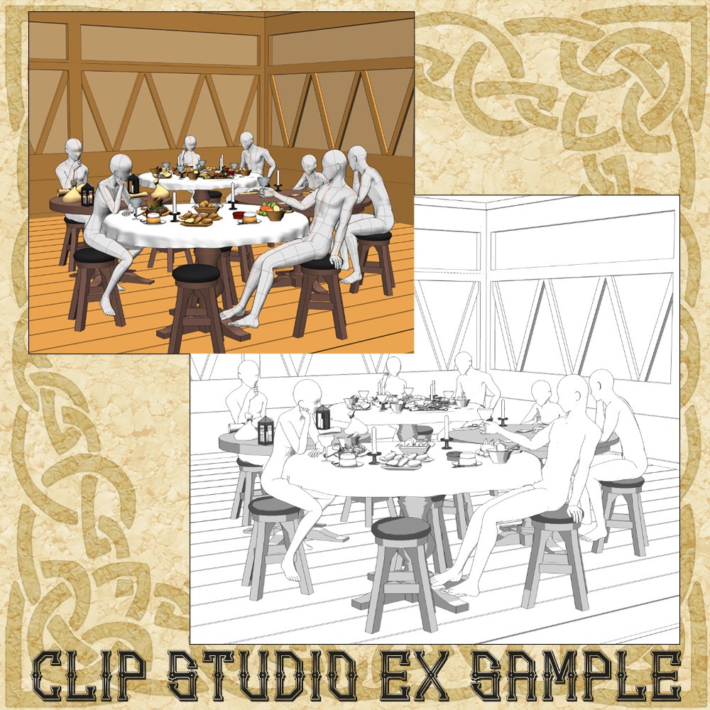 3D中世ファンタジー冒険者のテーブル(cs3o/fbx)