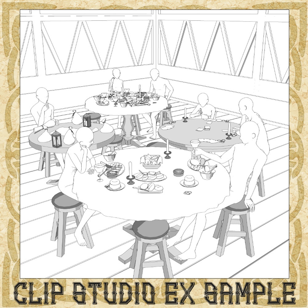 3D中世ファンタジー冒険者のテーブル(cs3o/fbx)