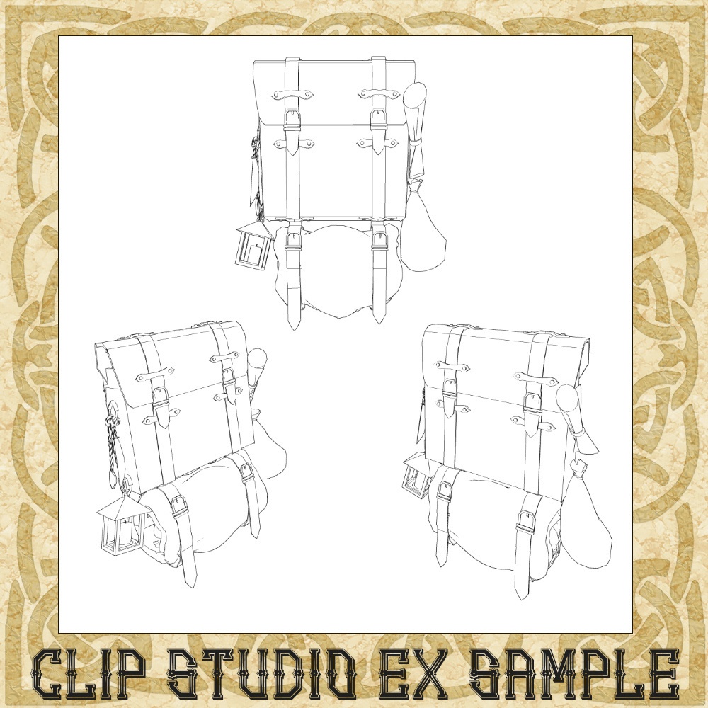 3D中世ファンタジー冒険者のバックパック&野宿セット(cs3o/fbx)