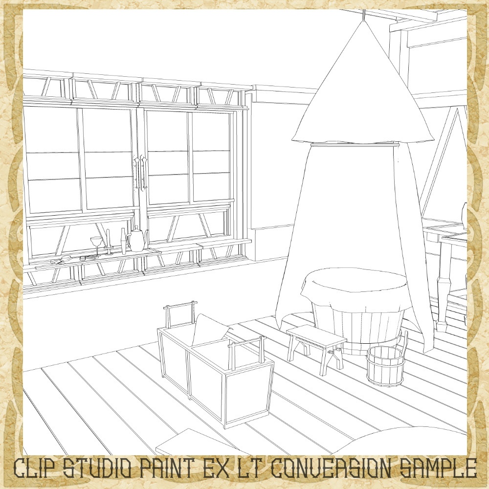 3D中世ファンタジー浴室&バスタブセット(cs3o/fbx)