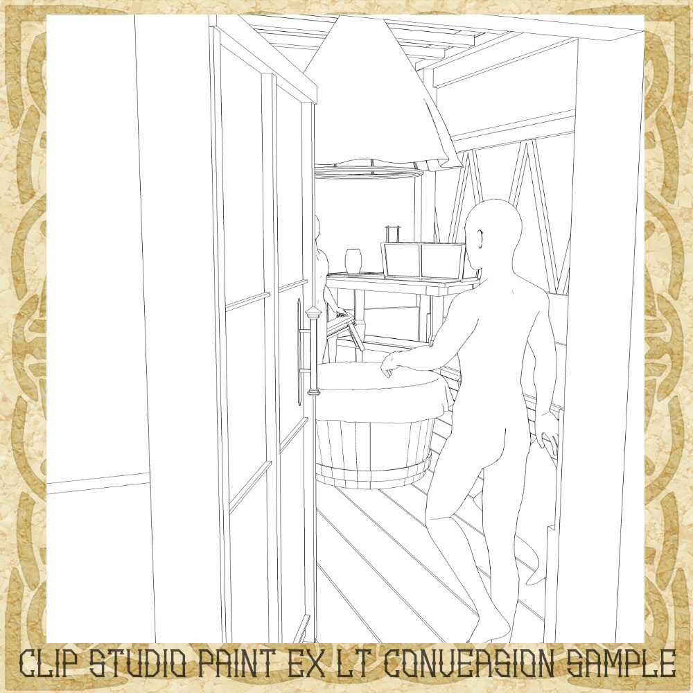 3D中世ファンタジー浴室&バスタブセット(cs3o/fbx)