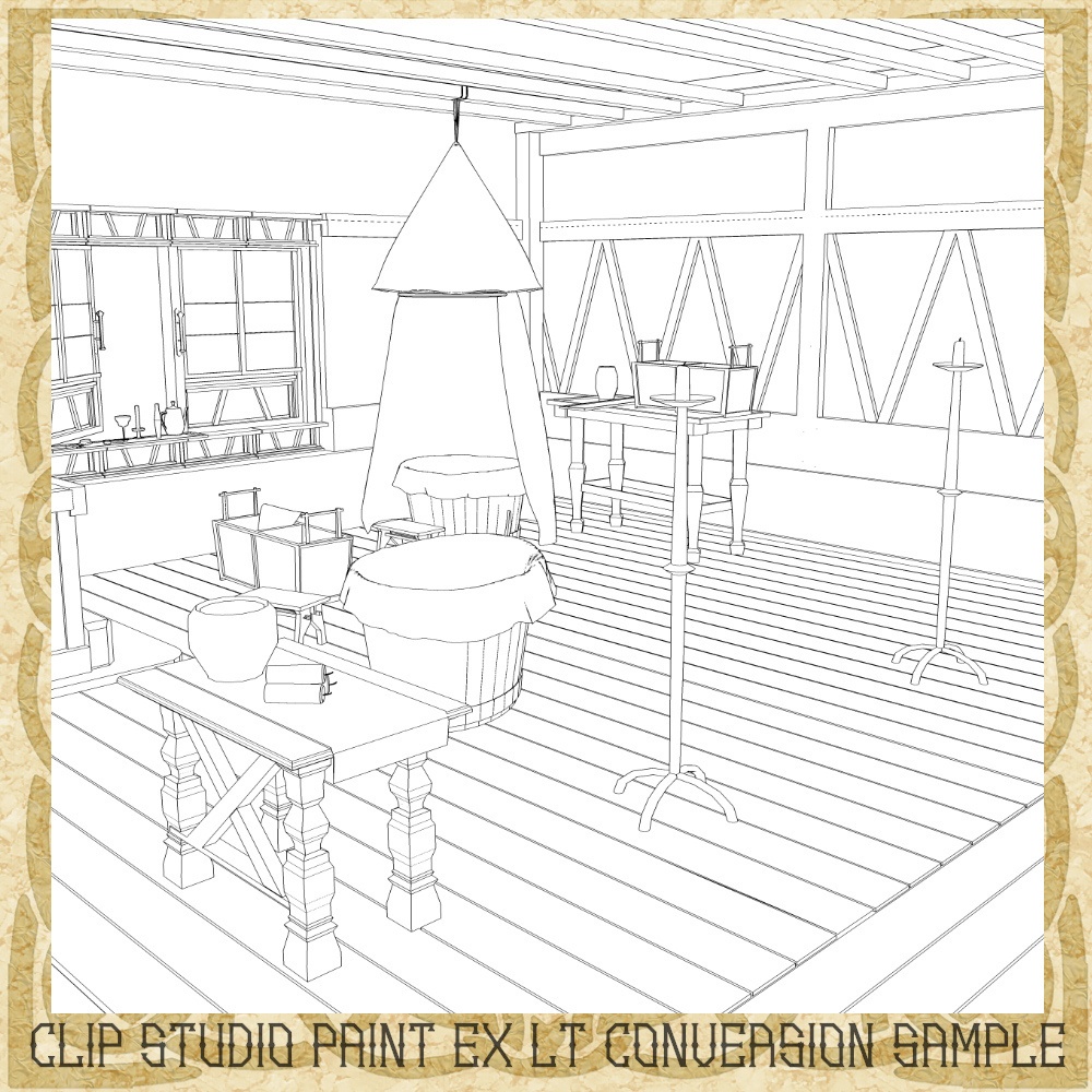 3D中世ファンタジー浴室&バスタブセット(cs3o/fbx)